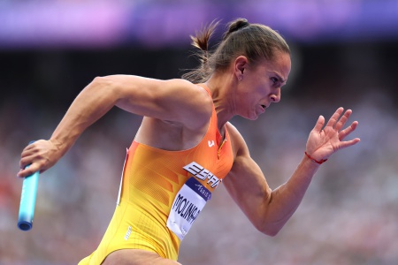 Sonia Molina durante la prueba de relevos en los Juegos Olímpicos de París 2024