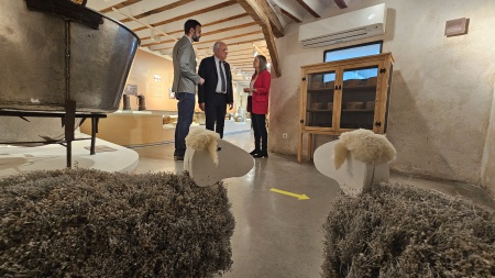 Momento de la visita del alcalde y del concejal de Cultura al remodelado museo