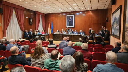 Momento de la aprobación del presupuesto con los votos a favor del Grupo Socialista