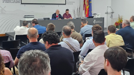 Julián Nieva y Pedro Sánchez en la 133ª subasta de sementales de raza ovina manchega (Fercam 2026)