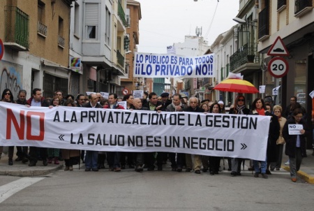 Imagen de la cabecera de la manifestación, ayer domingo