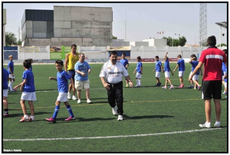 Joaquín y Jesús, durante la sesión en el campus de fútbol. (Foto: Roque J. Cuesta)