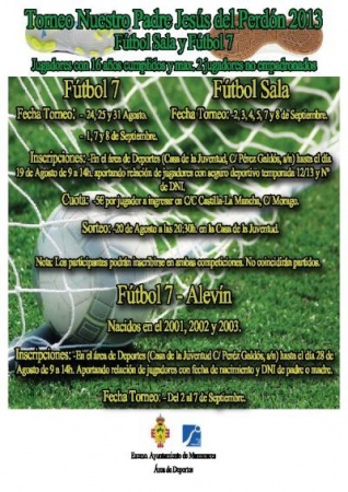 Cartel de los torneos de fútbol 7 y fútbol sala de las fiestas patronales