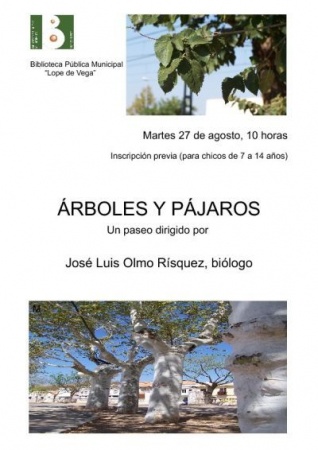 Cartel de la actividad "Árboles y pájaros"