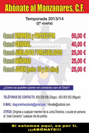 Cartel con los precios de socios