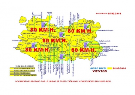 Mapa de aviso de fuertes vientos