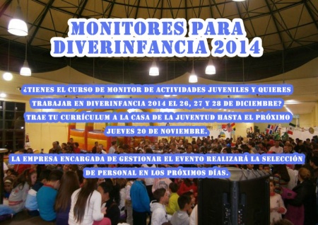 Cartel de la convocatoria de monitores para Diverinfancia