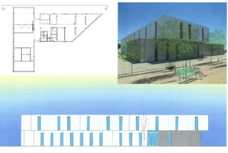 Simulación del edificio y plano de una de las plantas, según el proyecto