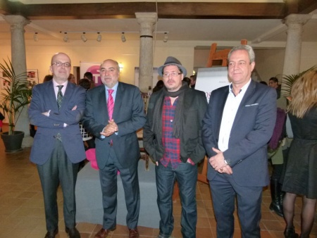 Ignacio Villa, Antonio López de la Manzanara, Sergio González-Román y Felipe Jerez, antes del estreno de "Agosto del 34"