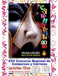 Cartel Carnaval Manzanares. Concurso Regional de Carrozas y Comparsas