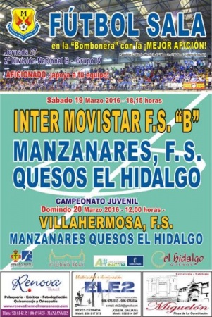 Cartel anunciador del partido ante el Inter Movistar B
