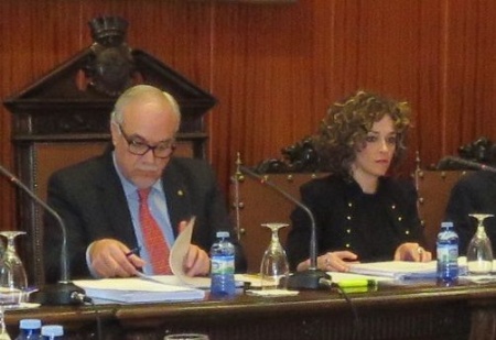 Julián Nieva y Beatriz Labián durante su intervención en el pleno