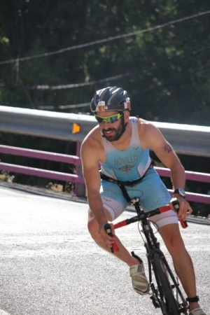 Juan Novillo durante la prueba en bicicleta