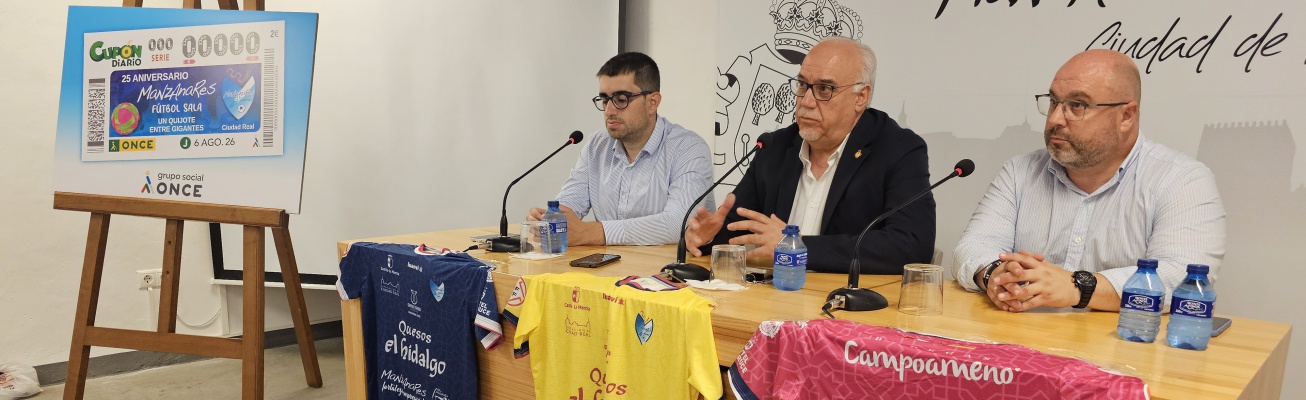 Presentación del cupón de la ONCE conmemorativo del 25 aniversario del Manzanares FS Presentación del cupón de la ONCE conmemorativo del 25 aniversario del Manzanares FS