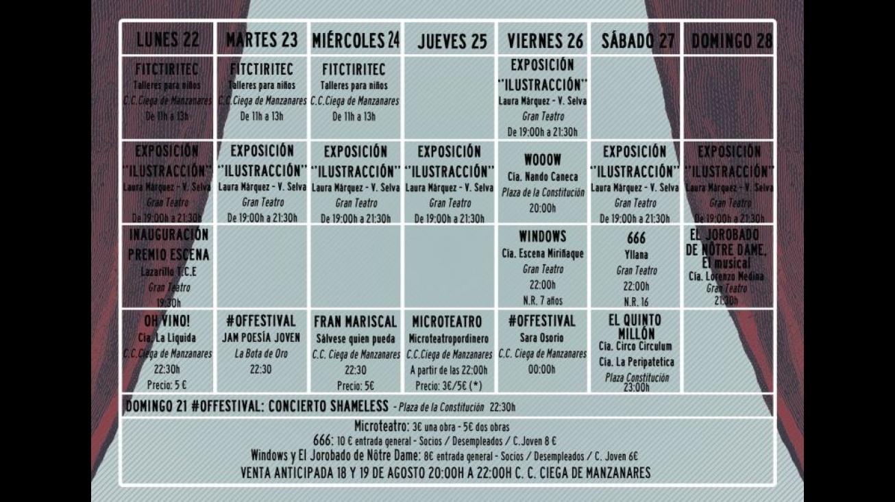 Cartelera de espectáculos del festival "Lazarillo" 2016