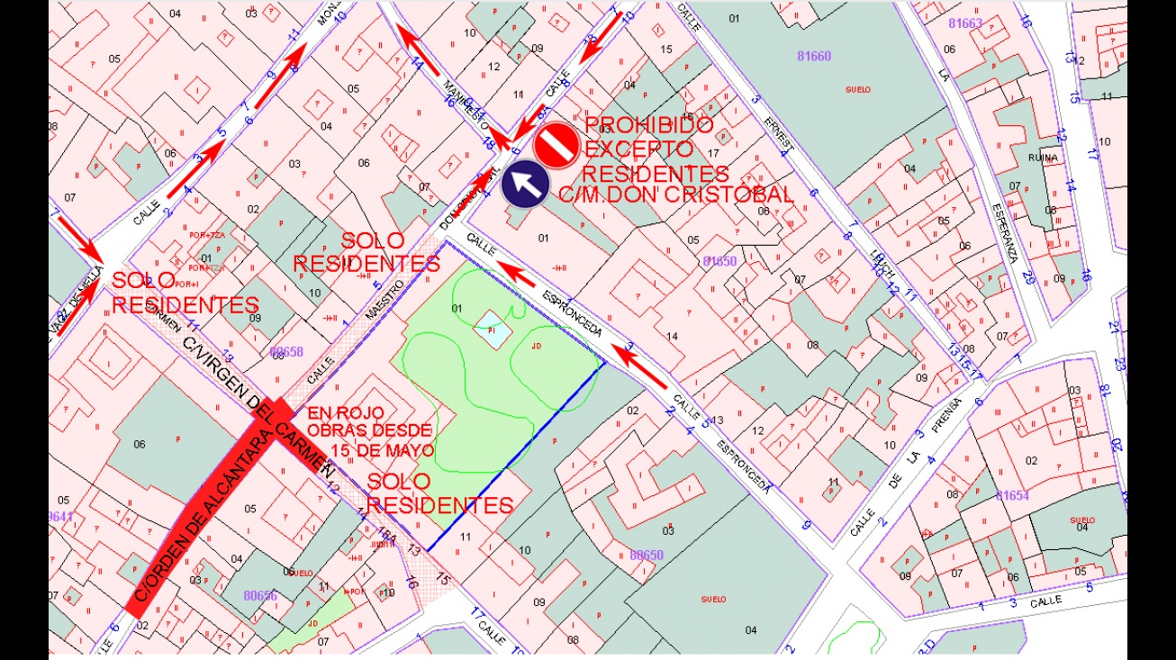 Nueva Regulación del tráfico por el avance de obras del Plan de Eliminación de Barreras Arquitectónicas del Casco Antiguo