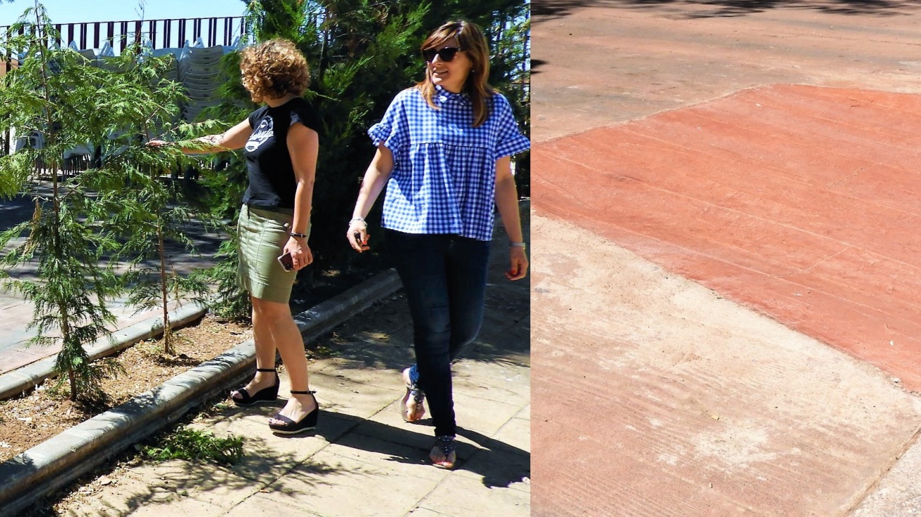 Beatriz Labián e Isabel Díaz-Benito visitan las mejoras de la construcción de rampas y reposición de marras  en el Paseo Príncipe de Asturias