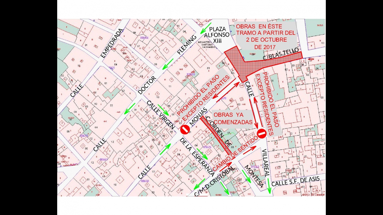 Zona de obras en el casco histórico