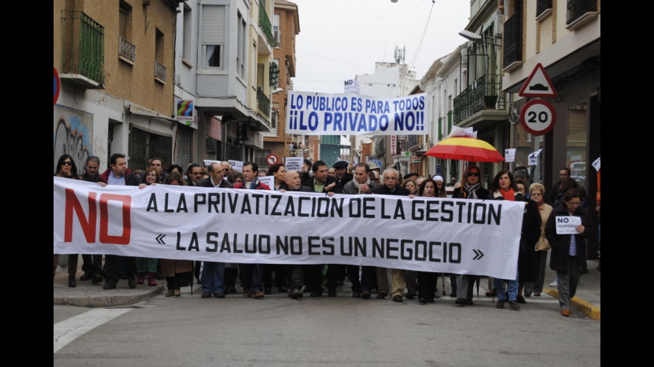 Imagen de la cabecera de la manifestación, ayer domingo