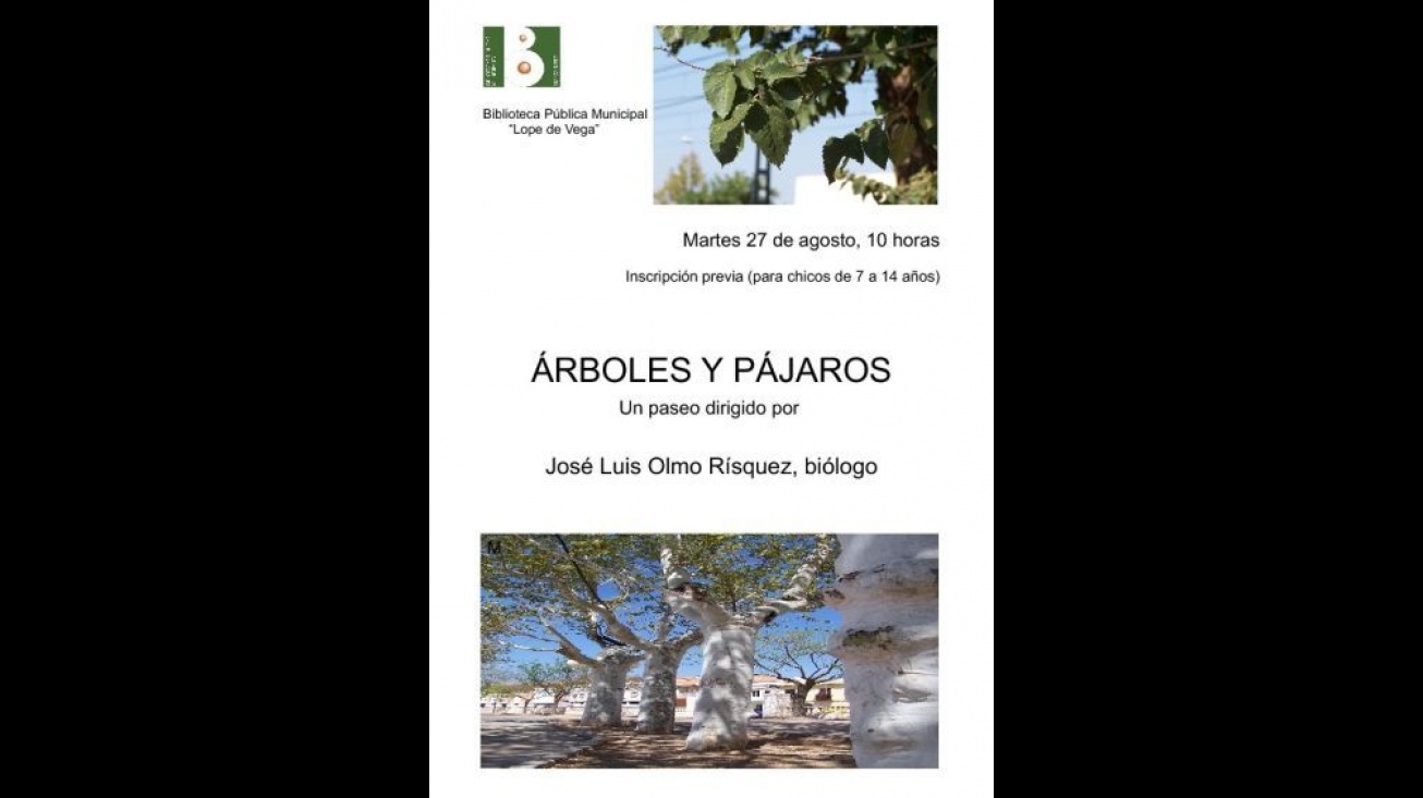 Cartel de la actividad "Árboles y pájaros"