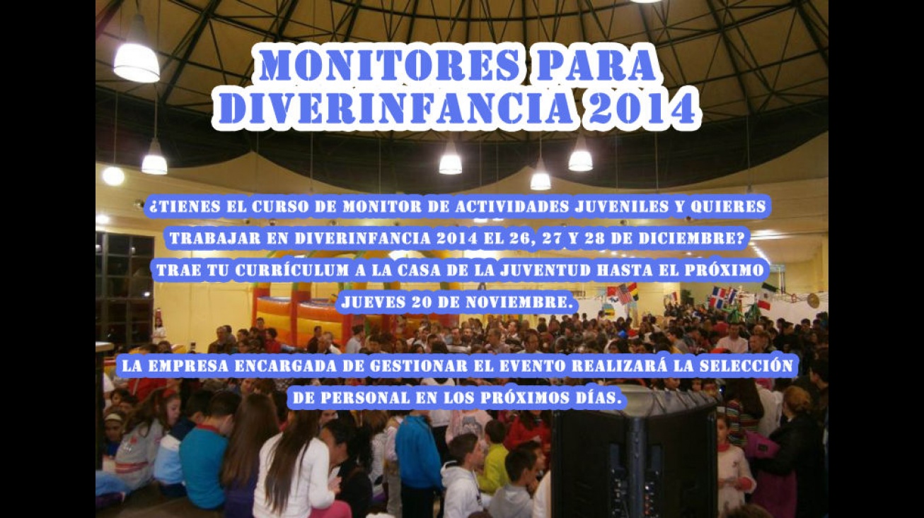 Cartel de la convocatoria de monitores para Diverinfancia