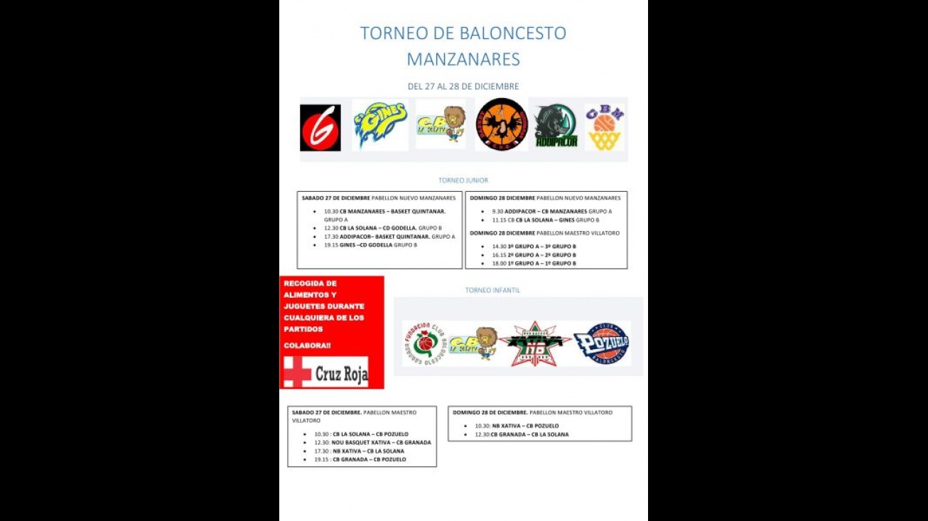 Cartel con los emparejamientos del torneo