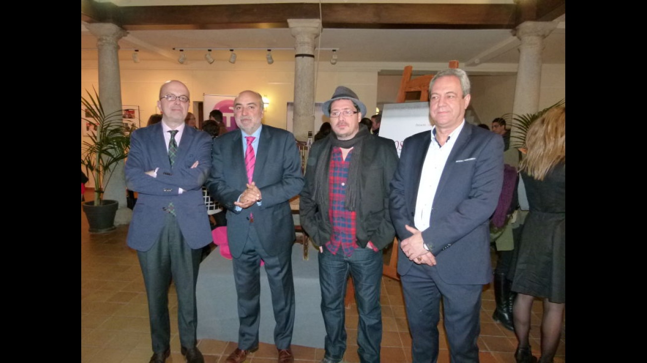 Ignacio Villa, Antonio López de la Manzanara, Sergio González-Román y Felipe Jerez, antes del estreno de "Agosto del 34"