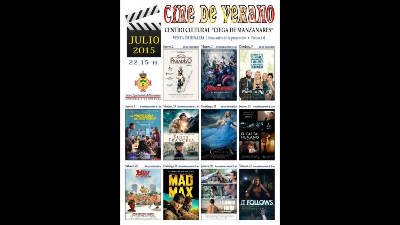 Cartelera de julio en el cine de verano