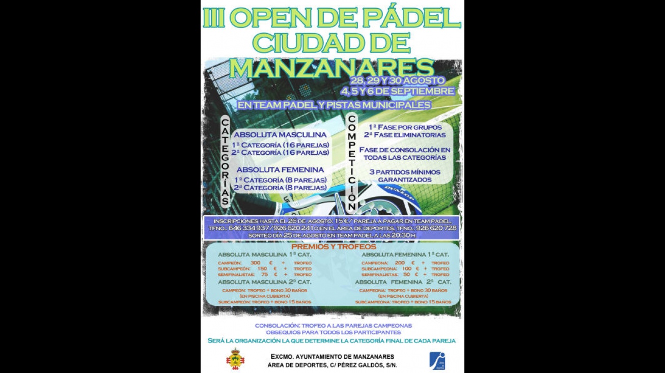 Cartel de la competición de pádel