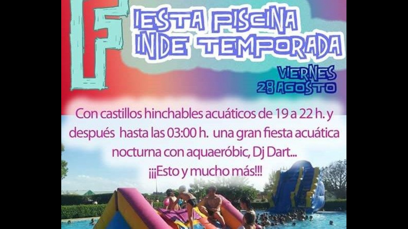 Cartel de la fiesta de fin de temporada de la piscina