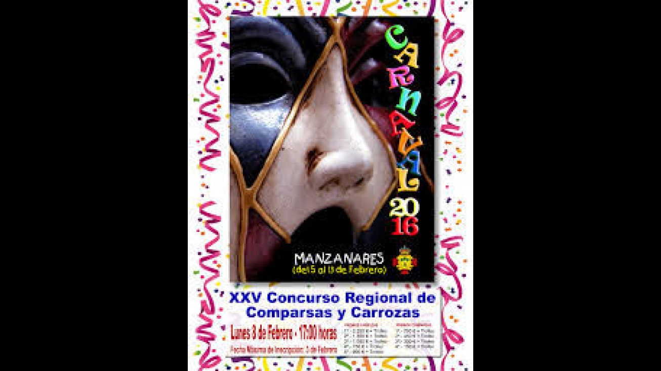 Cartel Carnaval Manzanares. Concurso Regional de Carrozas y Comparsas