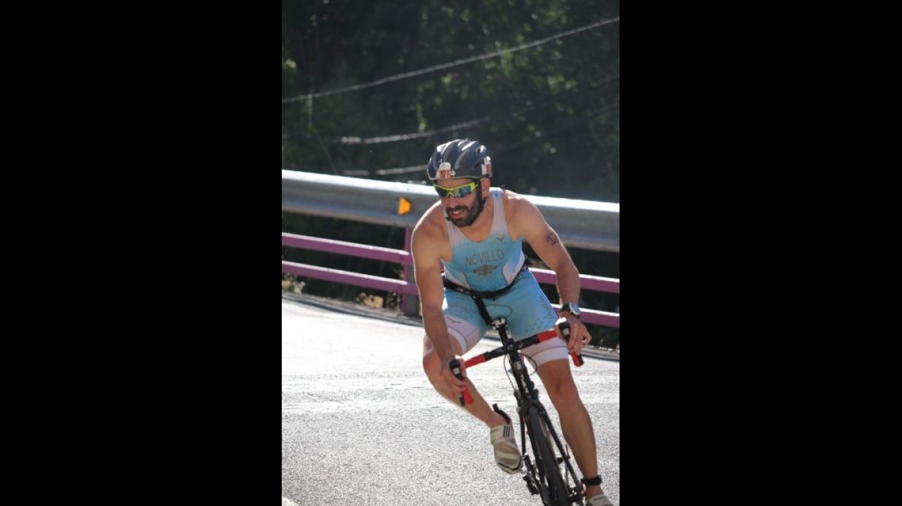 Juan Novillo durante la prueba en bicicleta